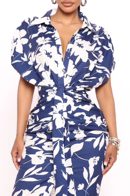 Floral Emotions Shirt Dress - Navy/combo