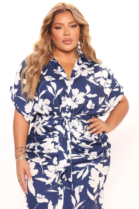 Floral Emotions Shirt Dress - Navy/combo