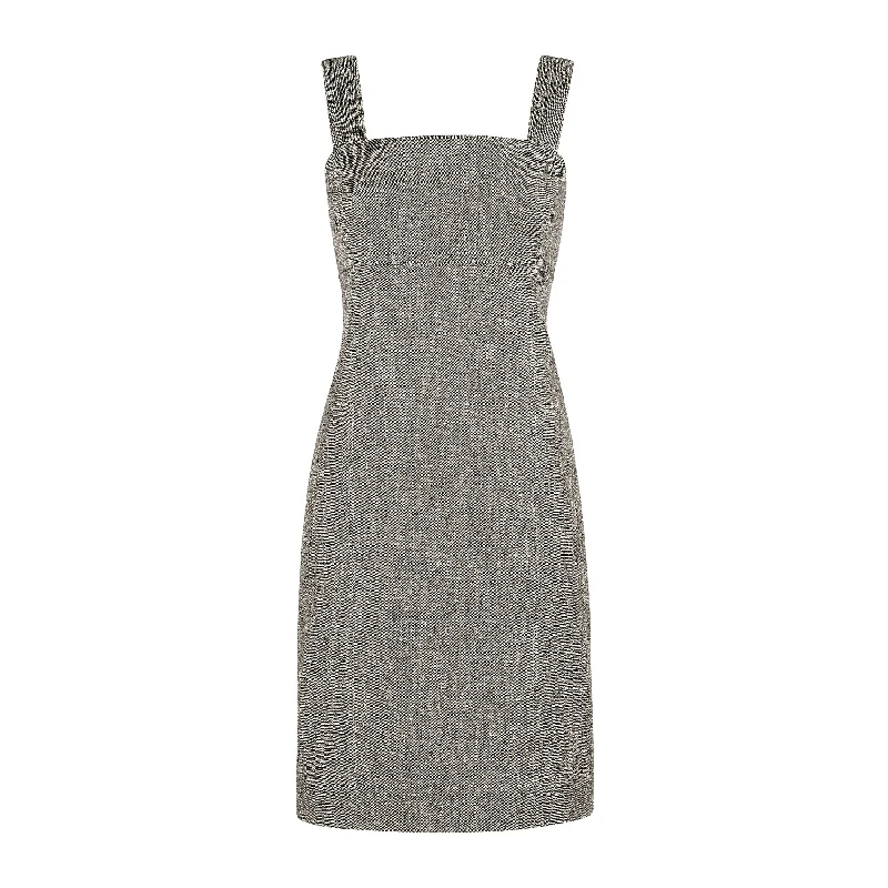 Jennifer Dress - Cotton Tweed :: Black/Ivory