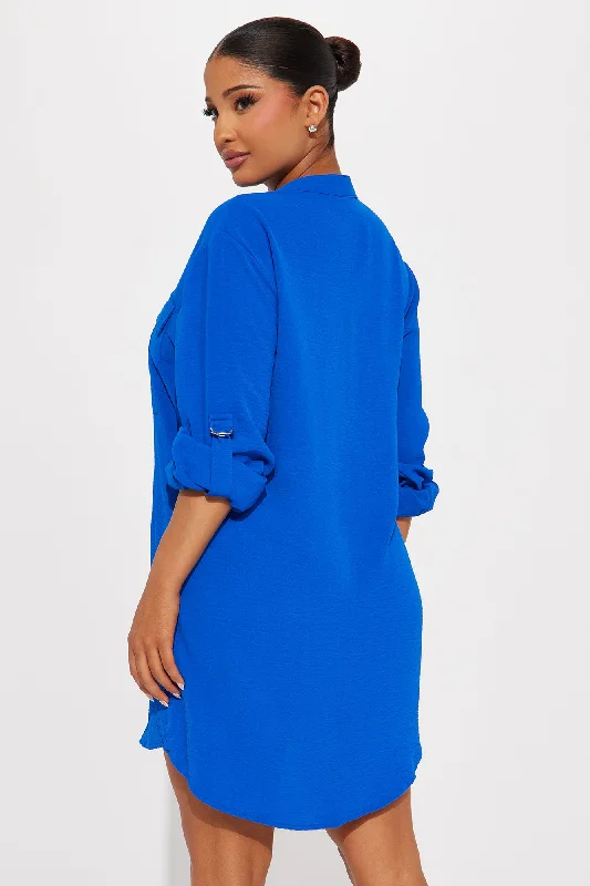 Jennifer Mini Shirt Dress - Blue