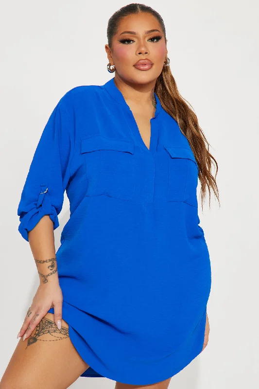 Jennifer Mini Shirt Dress - Blue