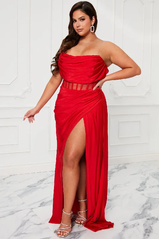 Layla Corset Maxi Dress - Red