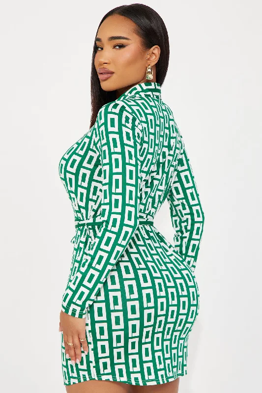 Lila Mini Shirt Dress - Green/combo