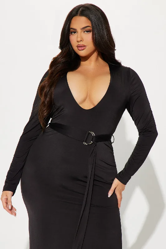 Milani Belted Midi Dress - Black