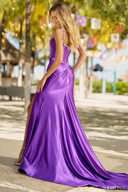 Sheri Hill Satin Fit and Flare Prom Dress 56059