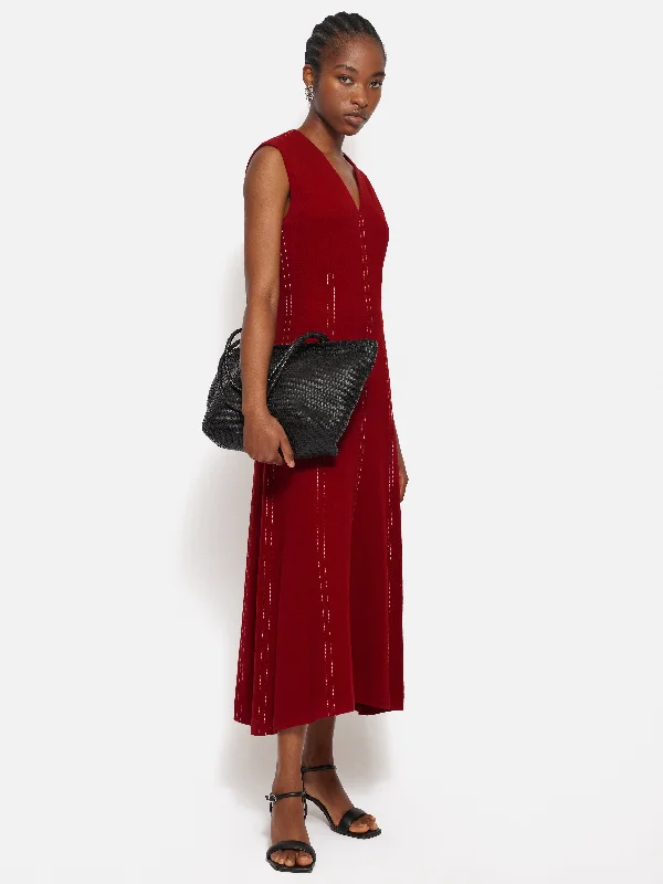 Sleeveless Stitched Dress | Red