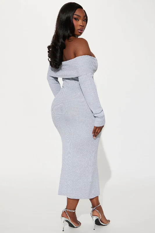 Sweater Weather Maxi Dress - Heather Grey