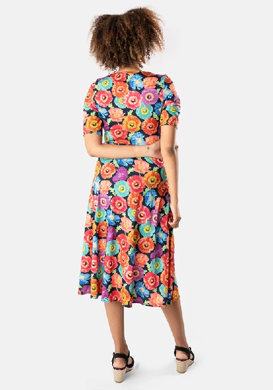 Ursula Flower Print Midi Dress