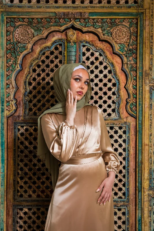 Amina Satin Dress- Champagne