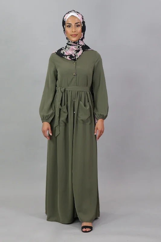 Army Green Deluxe Soft Pocket Dress