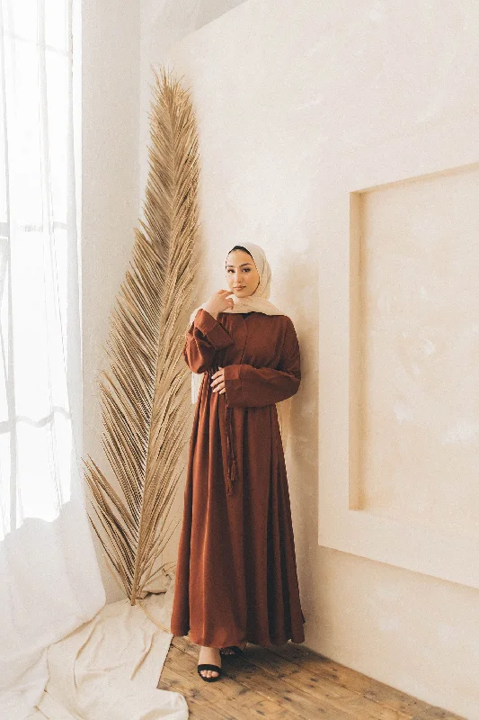 Ivy Essential Flare Abaya- Burnt Sienna