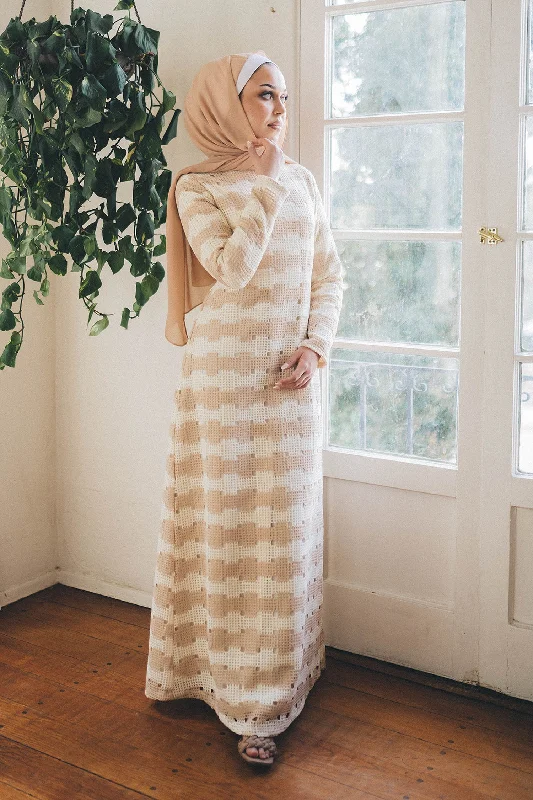 Kali Crochet Maxi Dress- Tan