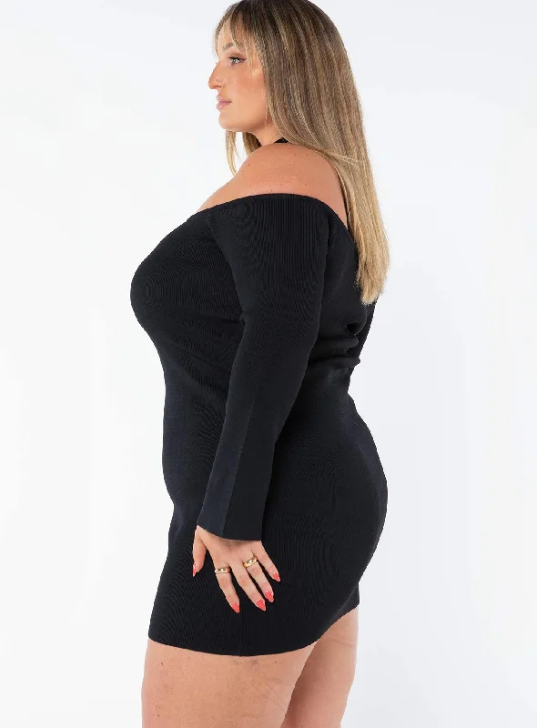 Parisa Long Sleeve Mini Dress Black Curve