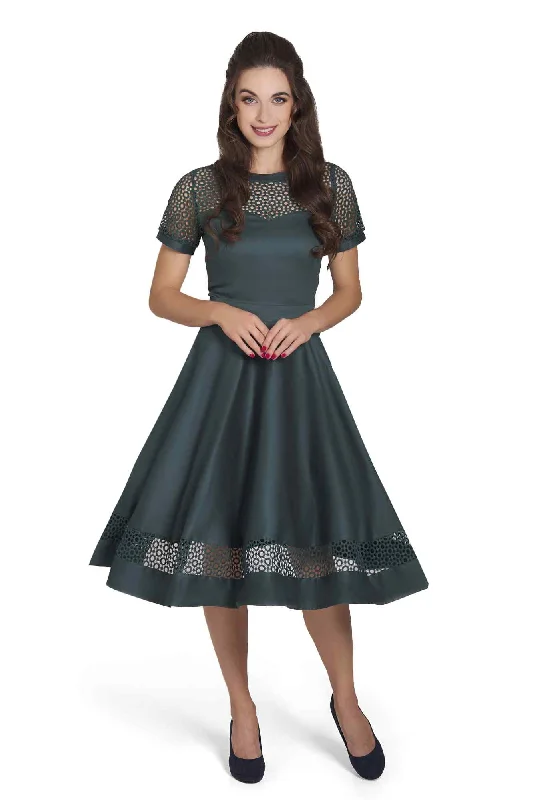 Tess Formal Lace Flared Dress In Green