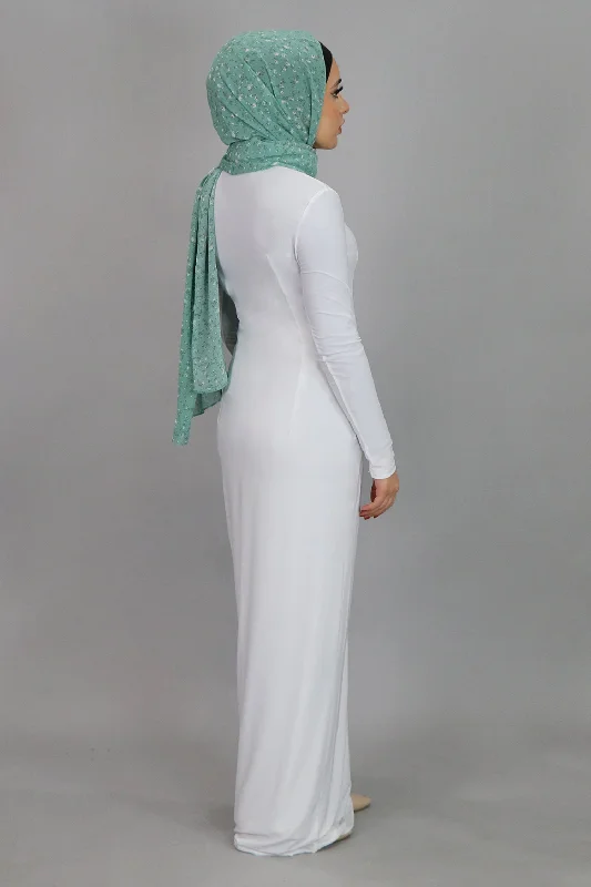 White Plain Fitted Spandex Maxi Dress