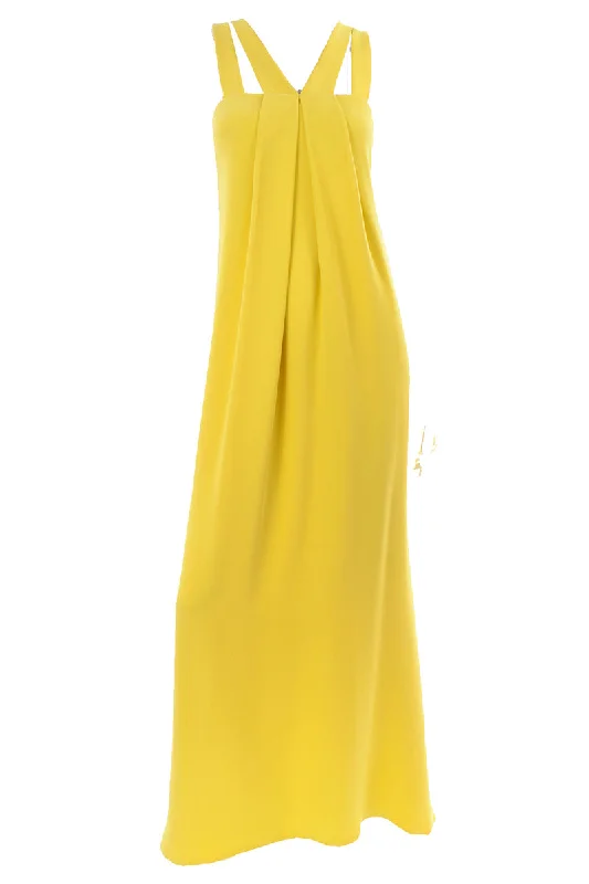 2008 Resort Oscar de la Renta Chartreuse Yellow Silk Evening Dress 8/10