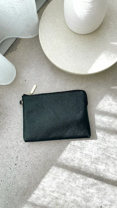 Becca Textured Corner Zip Pouch - Black