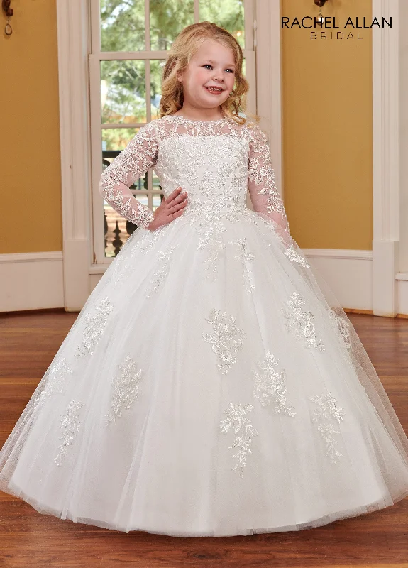 Girls Applique Long Sleeve Gown by Rachel Allan RB9123