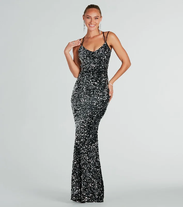 Kiara Formal Sequin Velvet Mermaid Dress