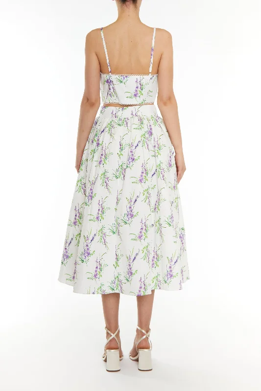 Madisyn Co-ord Lilac Bouquet Floral Midi Skater Skirt