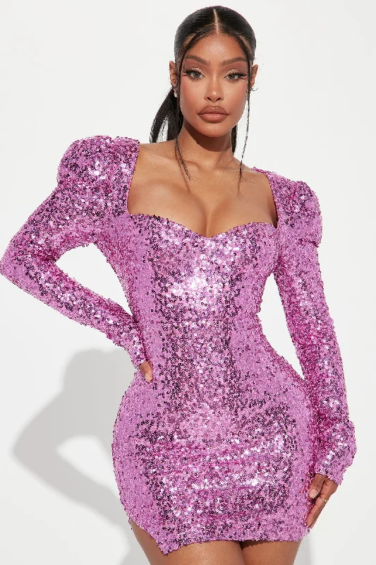 Mia Sequin Mini Dress - Magenta