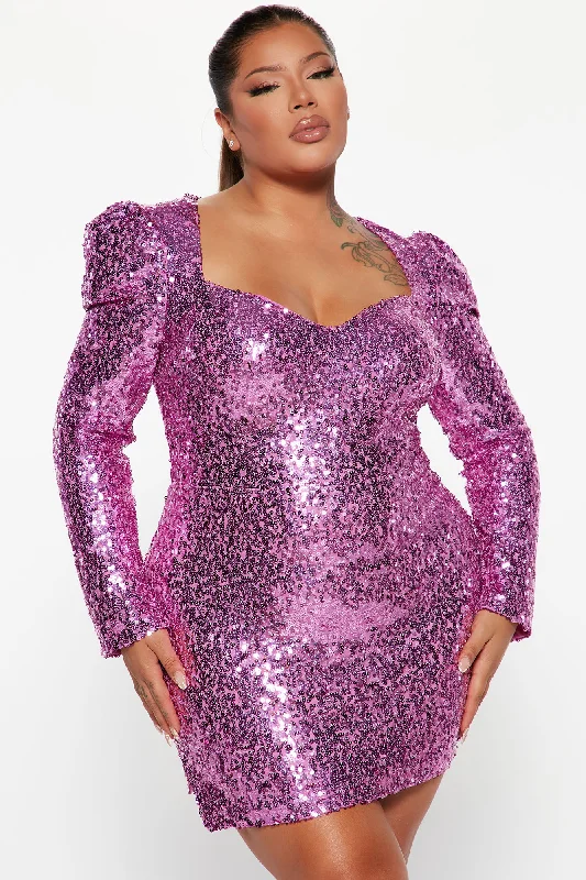 Mia Sequin Mini Dress - Magenta