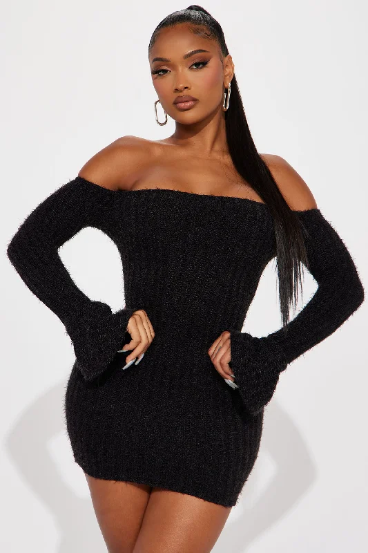 Mile High Sweater Mini Dress - Black