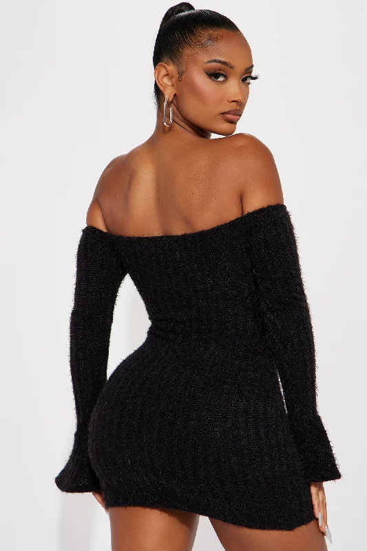 Mile High Sweater Mini Dress - Black