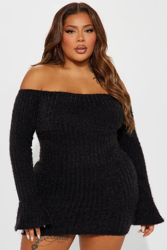 Mile High Sweater Mini Dress - Black