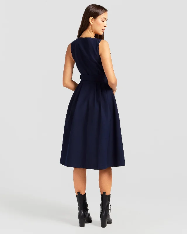 Miss Independence Midi Dress - Navy