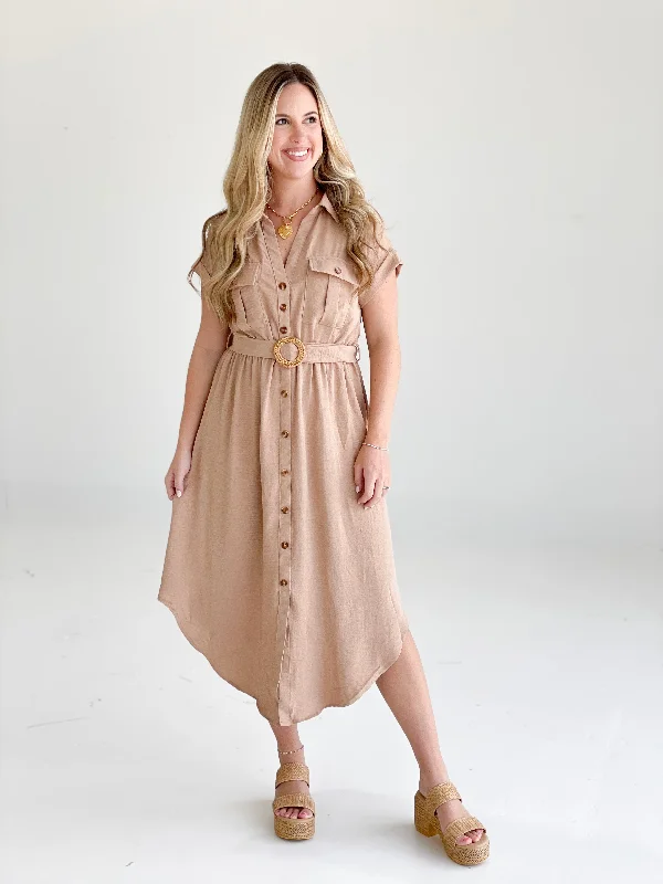 Neutral Hues Midi Dress - Mocha