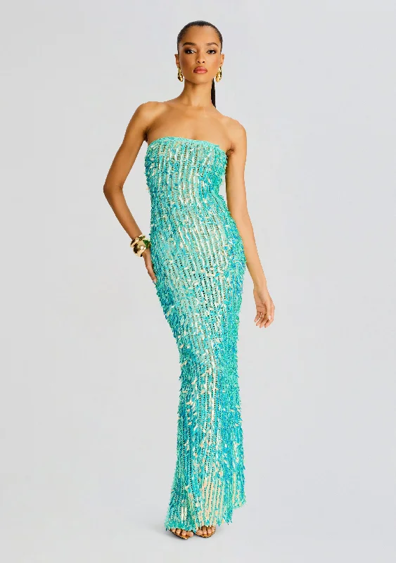 Nulla Feather Sequin Crochet Dress