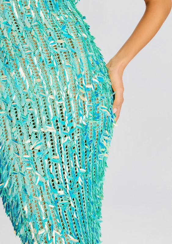 Nulla Feather Sequin Crochet Dress