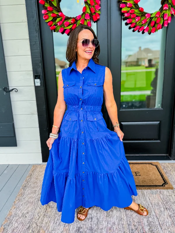 Tiered Button Down Maxi Dress