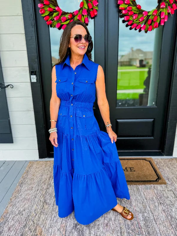 Tiered Button Down Maxi Dress