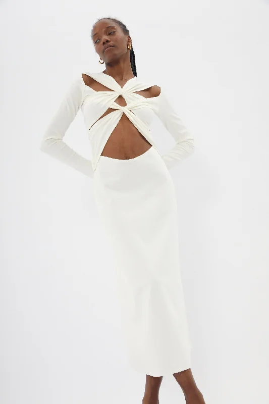 XX Knit Cream Cut Out Dress