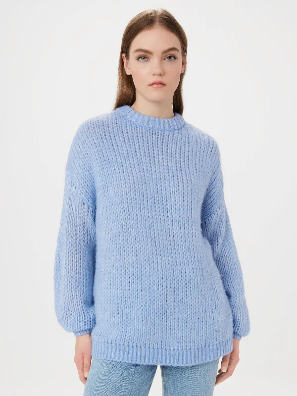 The Loose Fuzzy Sweater in Peony Blue