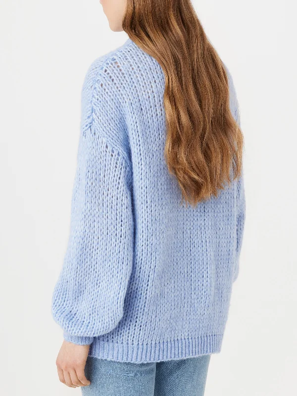 The Loose Fuzzy Sweater in Peony Blue