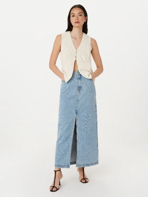 The Denim Long Skirt in Light Indigo