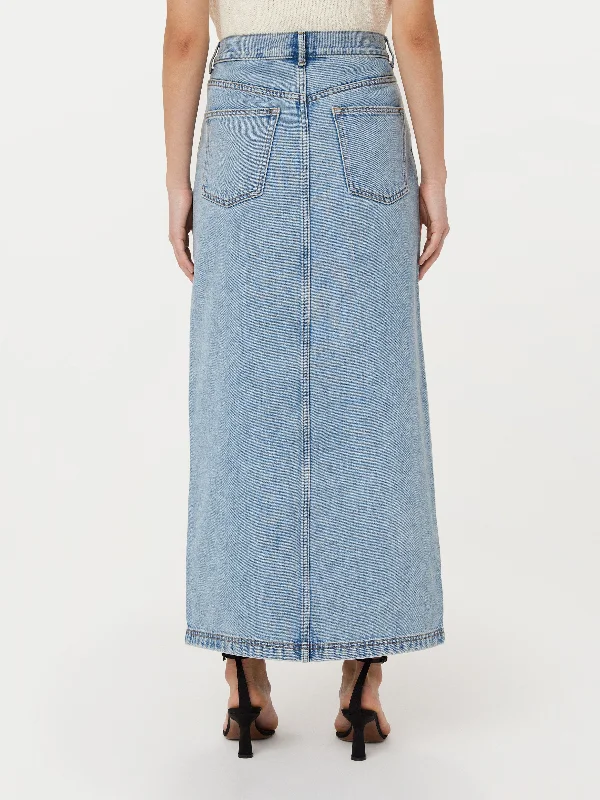 The Denim Long Skirt in Light Indigo