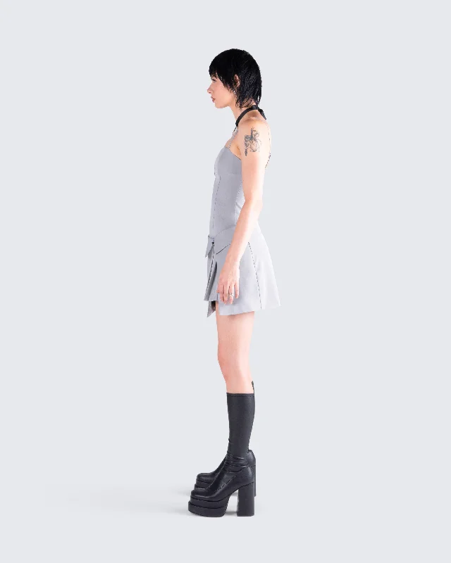 Aeris Grey Corset Mini Dress