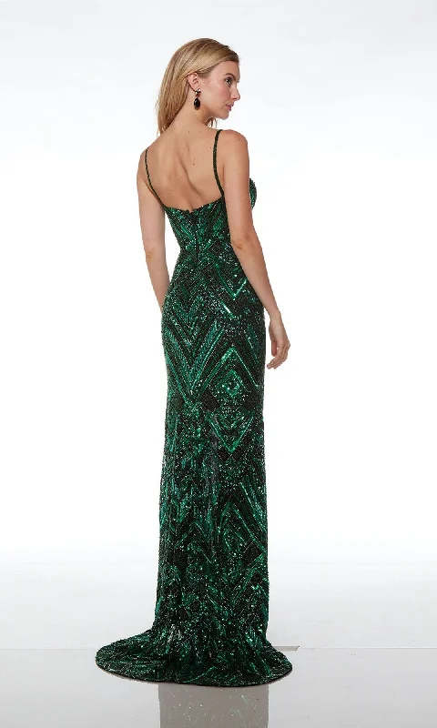 Alyce V-Neck Long Beaded Prom Dress 61481