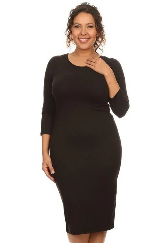 Basic Bodycon Dress in Black PLUS