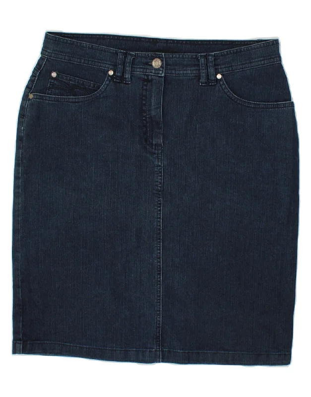 BONITA Womens Denim Skirt IT 40 Small W26  Navy Blue Elastane