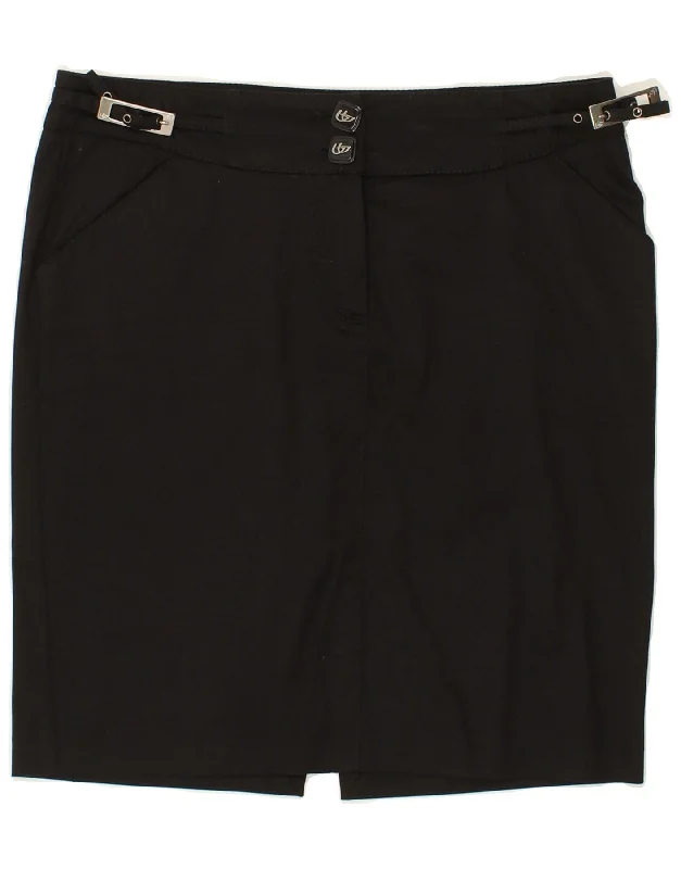 BYBLOS Womens Straight Skirt W32 Large Black Cotton