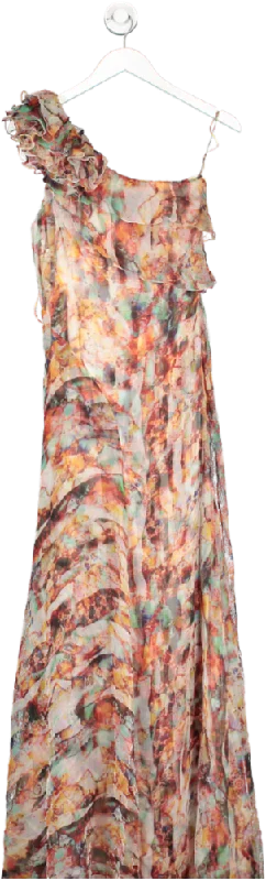 Carlos Miele Multicoloured Printed One Shoulder Maxi Dress UK 10