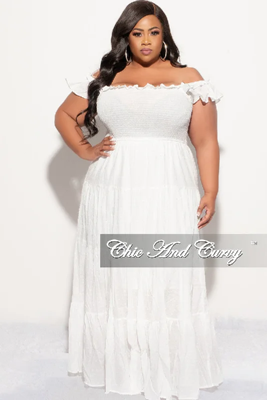 Final Sale Plus Size Sleeveless Frill Tiered Maxi Dress in White