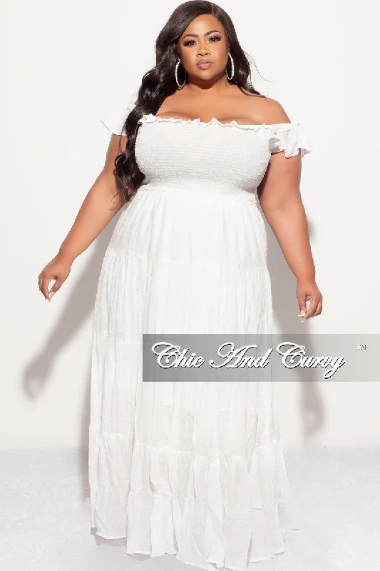 Final Sale Plus Size Sleeveless Frill Tiered Maxi Dress in White