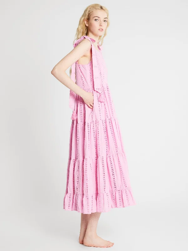 Daphne Dress in Bubblegum Polka Dot Eyelet