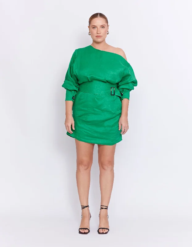 ECHO LINEN DRESS | GREEN